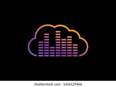 Cloud Music Storage logo design Concept, Music Icon 