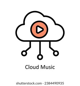 Cloud Music vector Filled outline Design illustration. Symbol on White background EPS 10 File