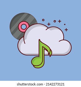 cloud music Vector illustration on a transparent background.Premium quality symbols. vector line flat  icon for concept and graphic design.