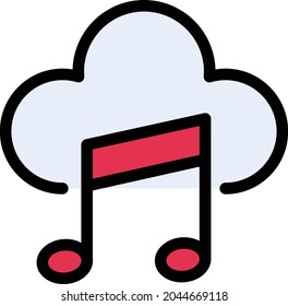 icono de color de línea vectorial de la música en la nube