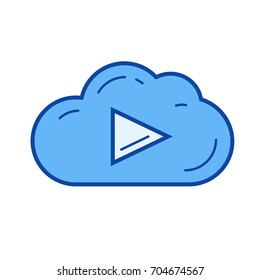 Cloud-Musik, Vektorsymbol einzeln auf weißem Hintergrund. Cloud-Musikline-Symbol für Infografik, Website oder App. Blaues Symbol für ein Gittersystem.