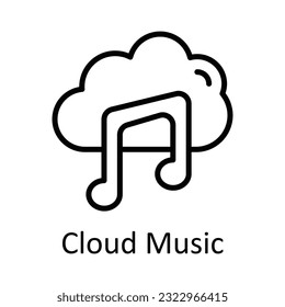 Cloud Music Vector   outline Icon Design illustration. Multimedia Symbol on White background EPS 10 File