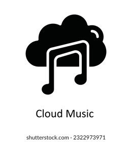 Cloud Music Vector   solid Icon Design illustration. Multimedia Symbol on White background EPS 10 File