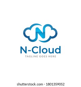 Cloud N Logo Design - Abstract Letter N Icon - Monogram Vector Illustration