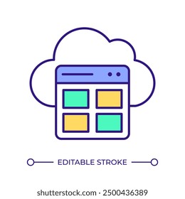 Cloud native security RGB color icon. Network technology. Data protection, cybersecurity. Computing methodology. Isolated vector illustration. Simple filled line drawing. Editable stroke