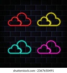 Cloud neon icon. Simple thin line, outline vector of web icons for ui and ux, website or mobile app. yellow, red, green, blue, pink and orange.