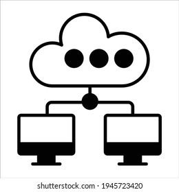 cloud network black filled icon modern illustration