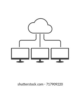 Cloud Network at Computer Vector Illustration. Outline Design