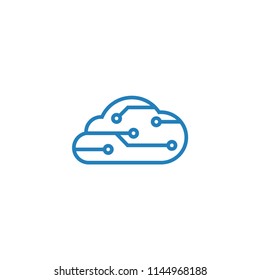 Cloud Network Computing Logo Design Vector