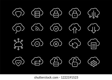 	
Cloud network data and technology line icons. vector linear icon set.