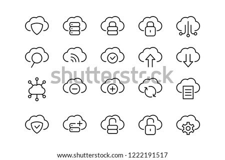 	
Cloud network data and technology line icons. vector linear icon set.