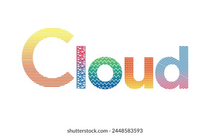 Cloud Network, Cloud Data, Web Services, Abstract Colorful Typography Vector