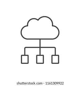 Cloud network, distributed database line icon.