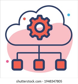cloud network flat line  icon modern illustration
