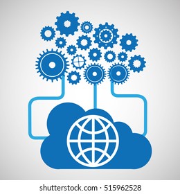 cloud network globe earth connection design vector illustration eps 10