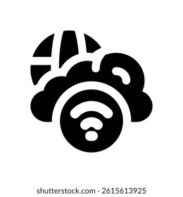 cloud network glyph icon. Strong and solid vector icon for websites, mobile interfaces, presentations, and visual branding. High quality and easy to edit.