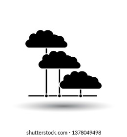 Cloud Network Icon. Black on White Background With Shadow. Vector Illustration.