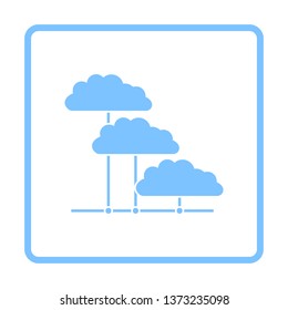 Cloud Network Icon. Blue Frame Design. Vector Illustration.