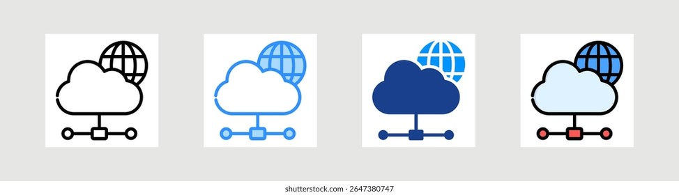 Cloud Network Icon Collection Set Multiple Style