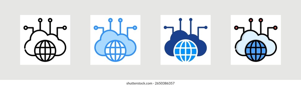Cloud Network Icon Collection Set Multiple Style