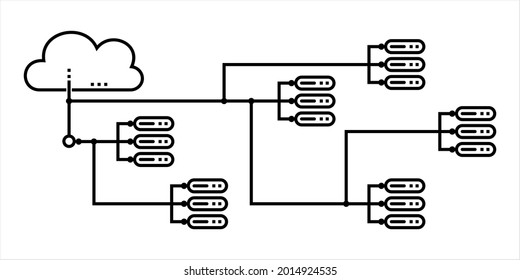 Cloud Network Icon, Cloud Computing Network Concept, On Demand Availability Of Computer System Resources Vector Art Illustration