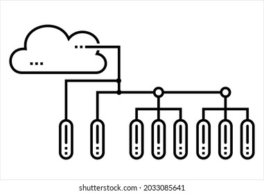 Cloud Network Icon, Cloud Computing Network Concept, On Demand Availability Of Computer System Resources Vector Art Illustration