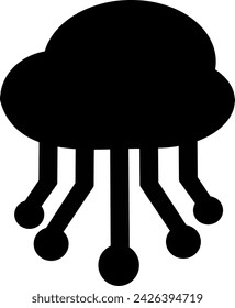 Cloud network icon. Cloud computing connection outline vector icon. Replaceable vector design.