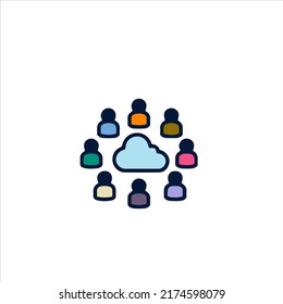 Cloud Network-Symbol, Design-Stockillustration auf weißem Hintergrund