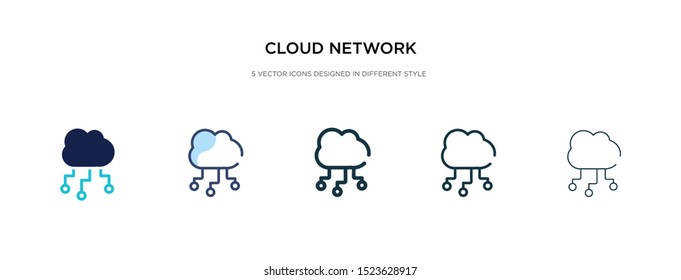 cloud network icon in different style vector illustration. two colored and black cloud network vector icons designed in filled, outline, line and stroke style can be used for web, mobile, ui