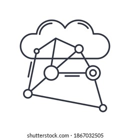 Cloud network icon, linear isolated illustration, thin line vector, web design sign, outline concept symbol with editable stroke on white background.