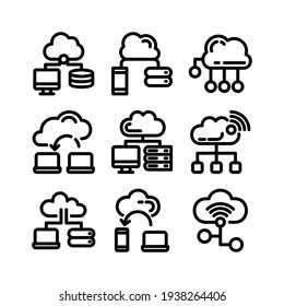 cloud network icon or logo isolated sign symbol vector illustration - Collection of high quality black style vector icons
