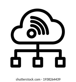 icono de red en la nube o logotipo símbolo de signo aislado ilustración vectorial - iconos vectoriales de estilo negro de alta calidad
