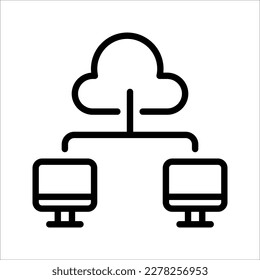 cloud network icon or logo isolated sign symbol vector illustration on white background