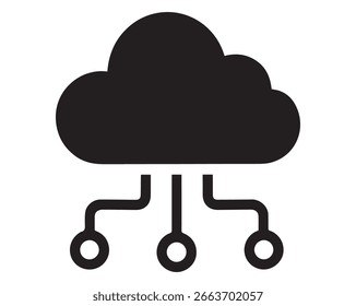 Icono de red en la nube: símbolo mínimo para el almacenamiento de datos, la conectividad o el archivo editable del Vector de Tecnología.