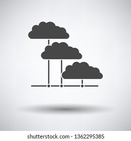 Cloud Network Icon on gray background, round shadow. Vector illustration.