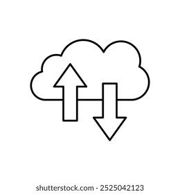 icono de red en la nube. Diseño de estilo de contorno aislado sobre fondo blanco