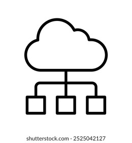 Symbol für das Cloud-Netzwerk. Gliederungsdesign einzeln auf weißem Hintergrund
