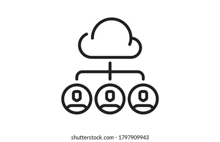 Icono de red de nube. Diseño gráfico de calidad superior. Señales, símbolo de esquema icono de colección para sitios web, diseño web, aplicación móvil sobre fondo blanco