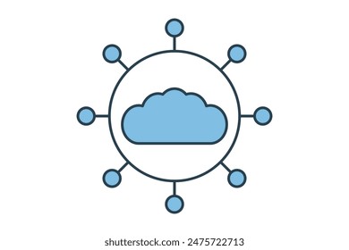 Icono de red de nube. ícono relacionado con la computación en nube. adecuado para Sitio web, App, interfaces de usuario, imprimible, etc. estilo de ícono de línea plana. diseño de Vector simple editable