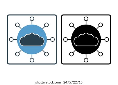 Icono de red de nube. ícono relacionado con la computación en nube. adecuado para Sitio web, App, interfaces de usuario, imprimible, etc. estilo de ícono sólido. diseño de Vector simple editable