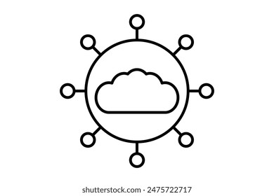 Icono de red de nube. ícono relacionado con la computación en nube. adecuado para Sitio web, App, interfaces de usuario, imprimible, etc. estilo de ícono de línea. diseño de Vector simple editable