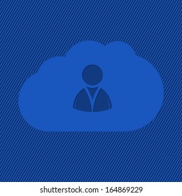 Cloud network icon with striped blue background