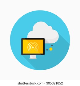 Cloud network icon, vector illustration. Flat design style with long shadow,eps10