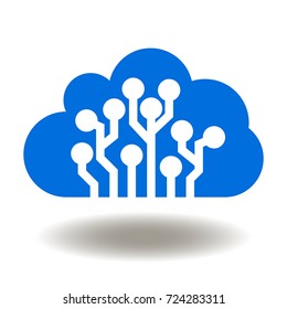 Cloud Network Icon Vector. Web Storage Circuit Board Illustration.