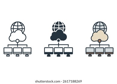 cloud network icons isolated on White Background. Flat style design