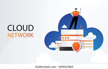 Cloud network illustration vector advertising