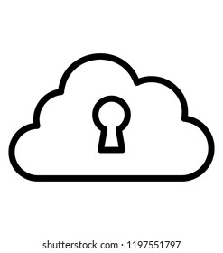 Cloud network with a keyhole symbolising private cloud 