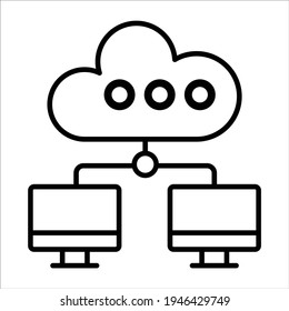 icono de línea de red en la nube