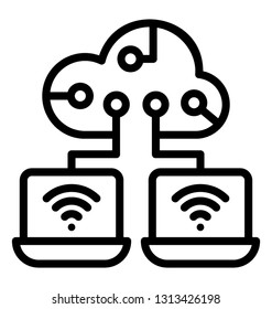 Cloud network line icon vector 