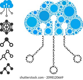 Cloud network mosaic icon. Vector collage formed with randomized viral parts. Viral collage cloud network icon, and other icons. Cloud network mosaic for isolation images.